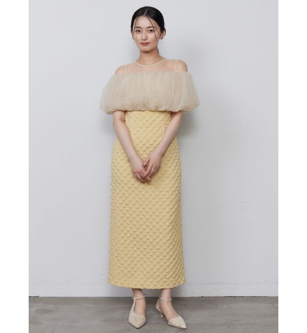 LAGUNAMOON「LADYチュールオフショルIラインドレス」|ドレス|イエロー