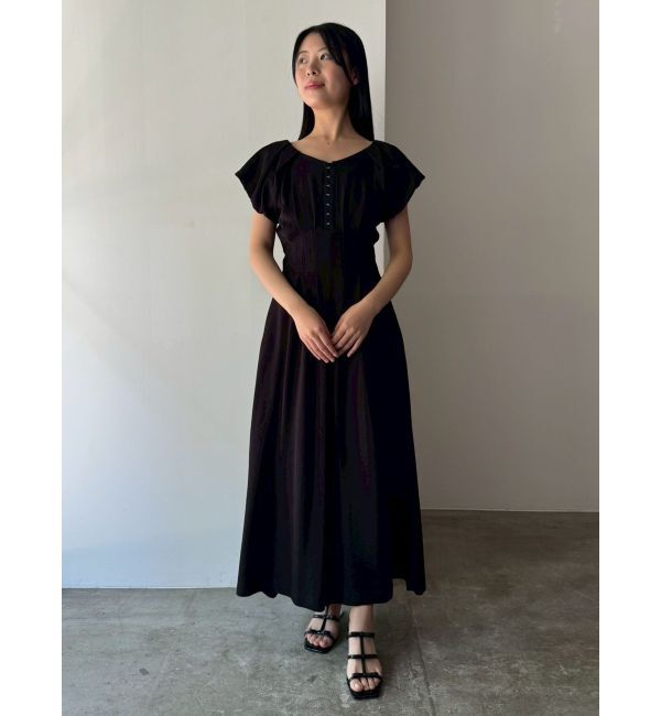 LAGUNAMOON「バルーンカフスフロントホックタックワンピ」|ワンピース|