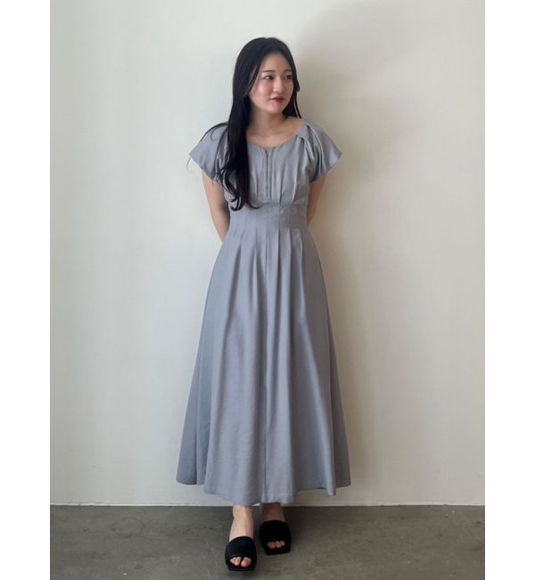 LAGUNAMOON「バルーンカフスフロントホックタックワンピ」|ワンピース|