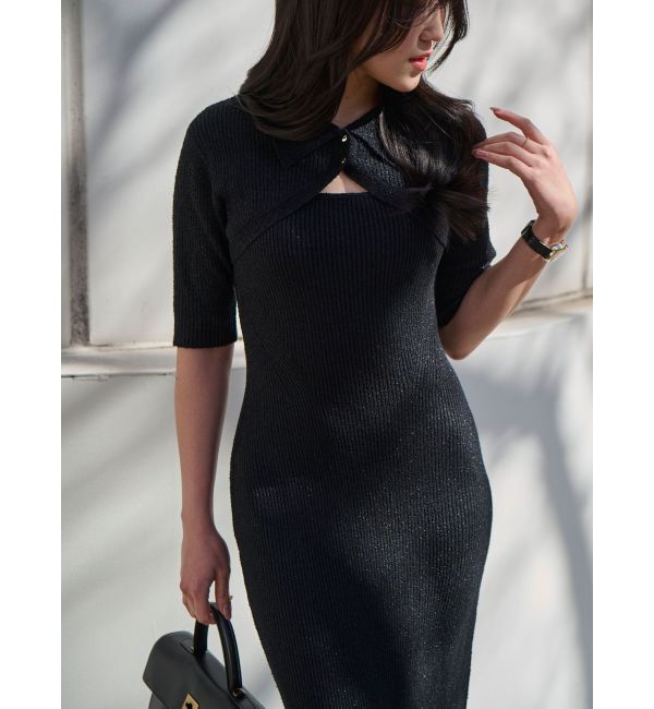 LAGUNAMOON「【追加生産】クロップドカーデセットニットワンピース」|ワンピース|