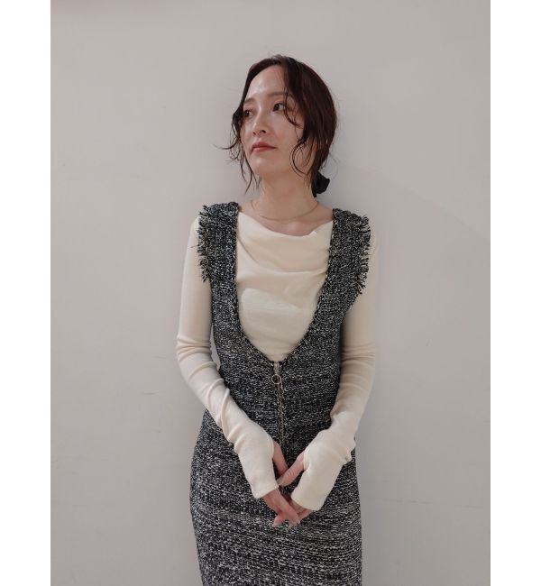LAGUNAMOON「ニットツイードフリンジジャンパースカート」|ジャンパースカート|