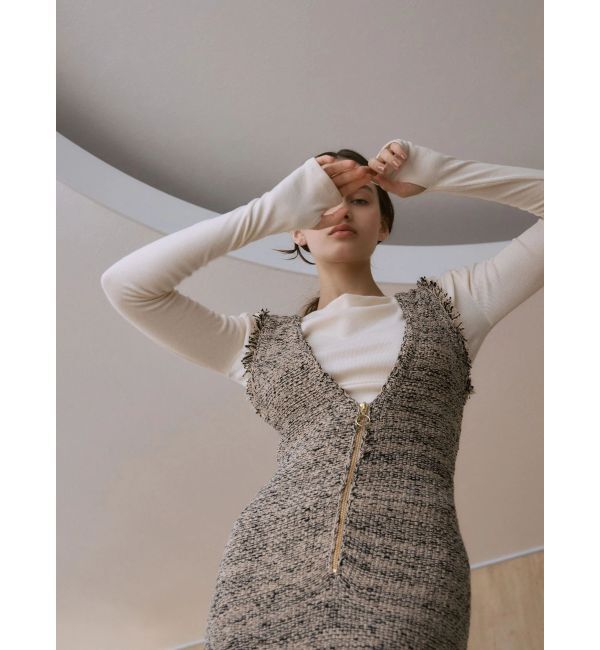 LAGUNAMOON「ニットツイードフリンジジャンパースカート」|ジャンパースカート|