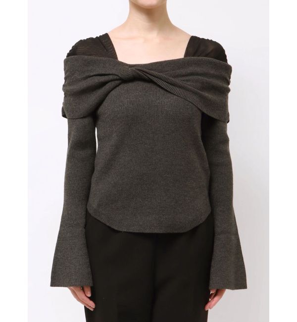 LAGUNAMOON「チュールコンビオフショルニットプルオーバー」|ニット・セーター|