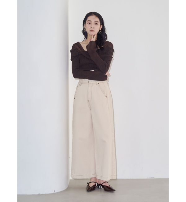 LAGUNAMOON「チュールコンビオフショルニットプルオーバー」|ニット・セーター|