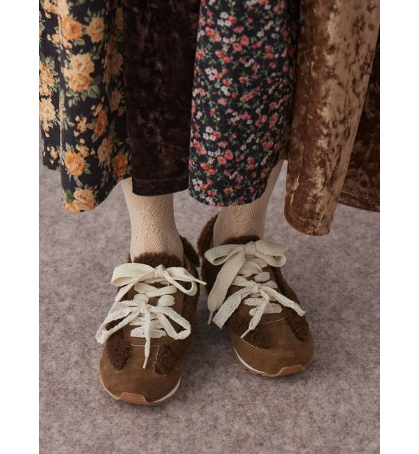 merry jenny「Wリボンフェイクファースニーカー」|スニーカー|