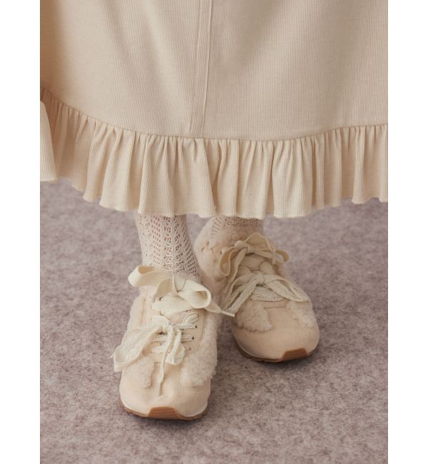 merry jenny「Wリボンフェイクファースニーカー」|スニーカー|