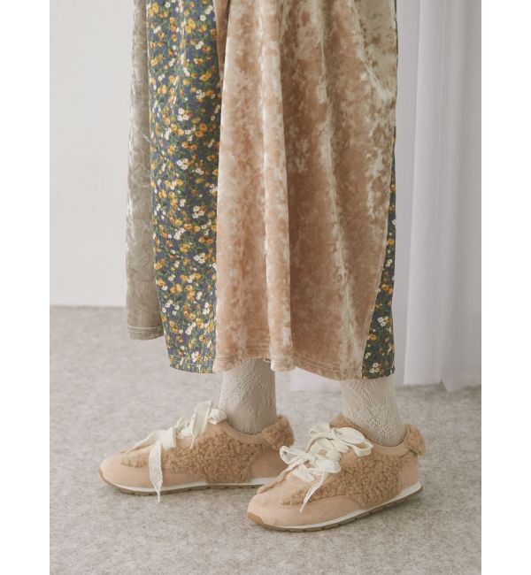 merry jenny「Wリボンフェイクファースニーカー」|スニーカー|