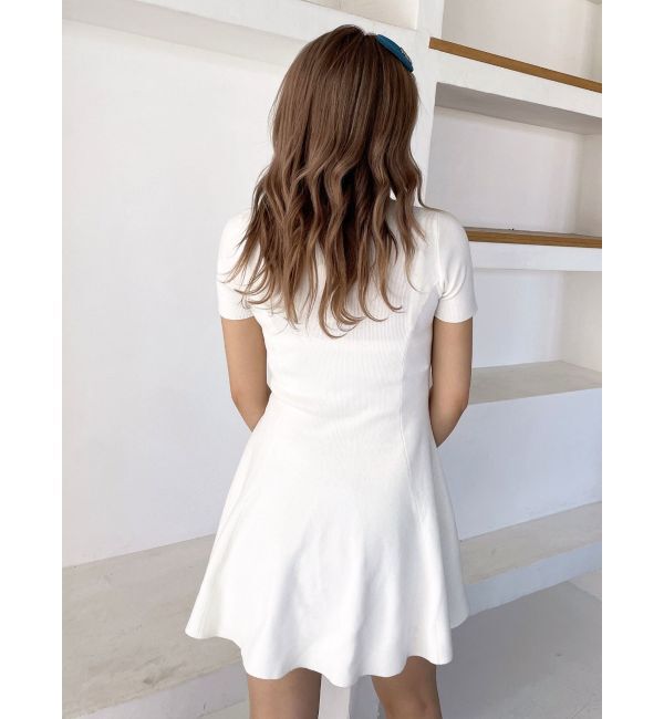GYDA「ボトルネック ハーフスリーブニット フレアワンピース」|ワンピース|
