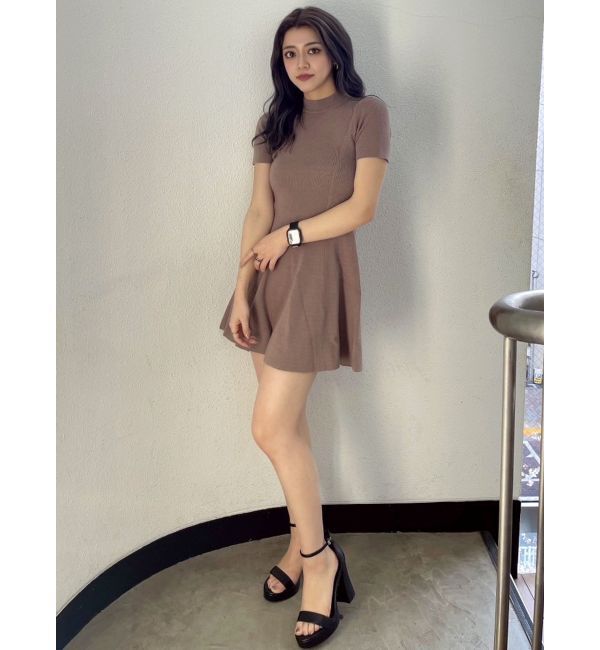 GYDA「ボトルネック ハーフスリーブニット フレアワンピース」|ワンピース|