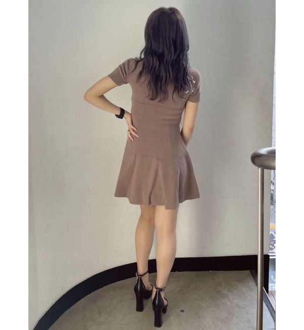 GYDA「ボトルネック ハーフスリーブニット フレアワンピース」|ワンピース|