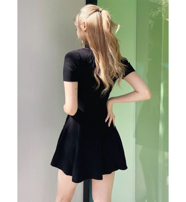 GYDA「ボトルネック ハーフスリーブニット フレアワンピース」|ワンピース|