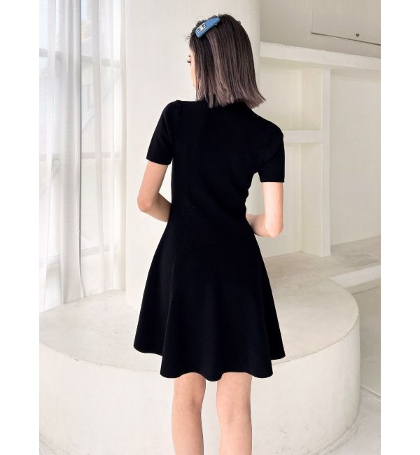 GYDA「ボトルネック ハーフスリーブニット フレアワンピース」|ワンピース|