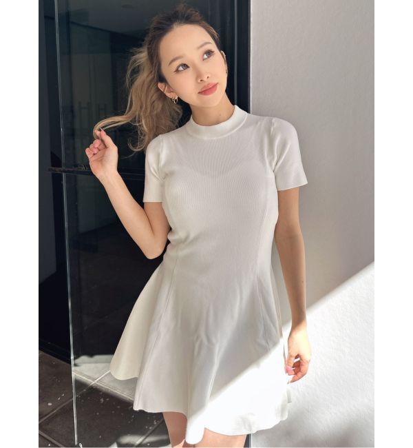 GYDA「ボトルネック ハーフスリーブニット フレアワンピース」|ワンピース|