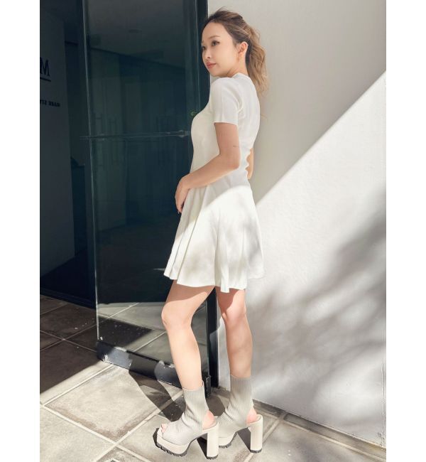 GYDA「ボトルネック ハーフスリーブニット フレアワンピース」|ワンピース|