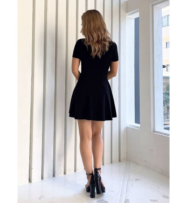 GYDA「ボトルネック ハーフスリーブニット フレアワンピース」|ワンピース|