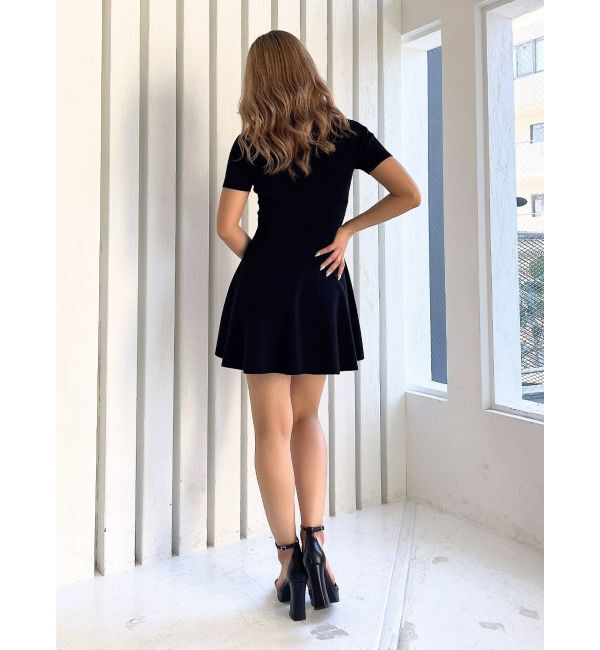 GYDA「ボトルネック ハーフスリーブニット フレアワンピース」|ワンピース|