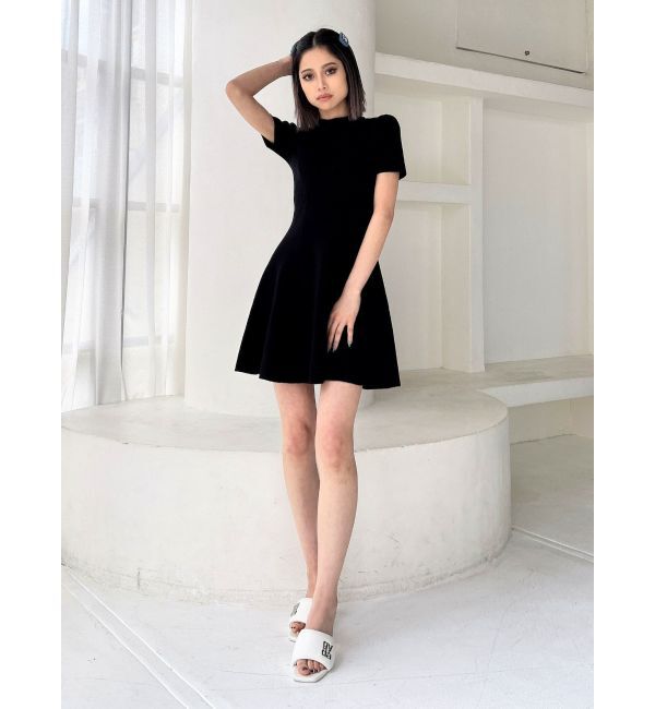 GYDA「ボトルネック ハーフスリーブニット フレアワンピース」|ワンピース|