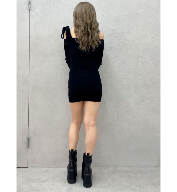 GYDA「shoulderリボンタイトリブニットワンピース」|ワンピース|