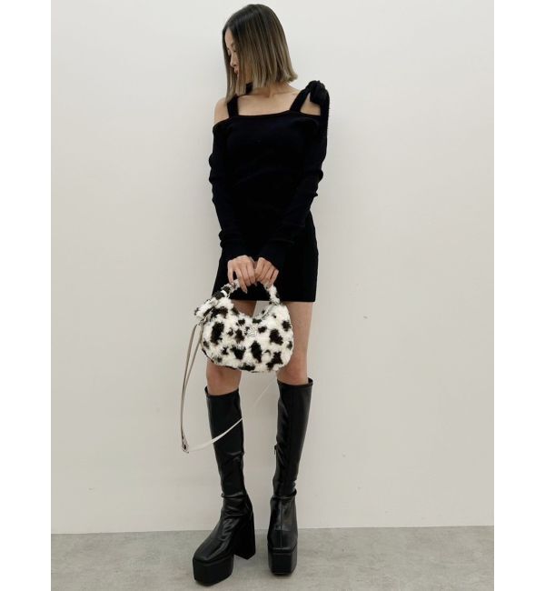 GYDA「shoulderリボンタイトリブニットワンピース」|ワンピース|