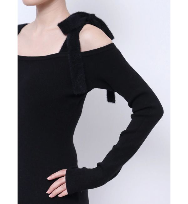 GYDA「shoulderリボンタイトリブニットワンピース」|ワンピース|