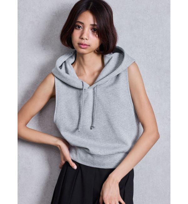 GYDA「GG GLITTERノースリショートスウェットパーカー」|パーカー|ライトグレー