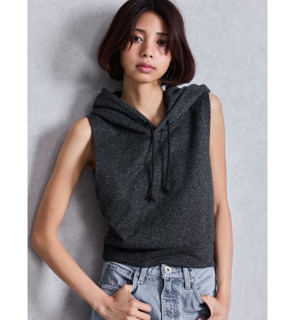 GYDA「GG GLITTERノースリショートスウェットパーカー」|パーカー|