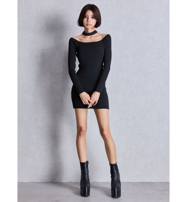 GYDA「2WAYチョーカーオフショルニットワンピース」|ワンピース|