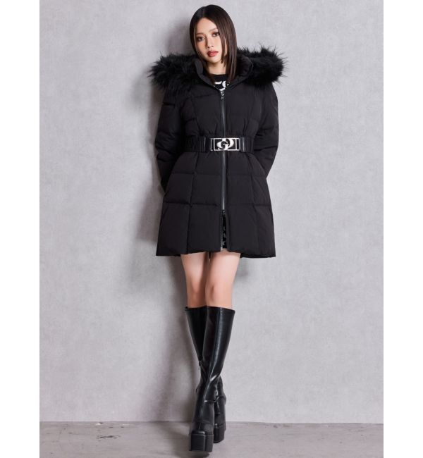 GYDA「GDベルト付きロングダウンコート」|ダウン|