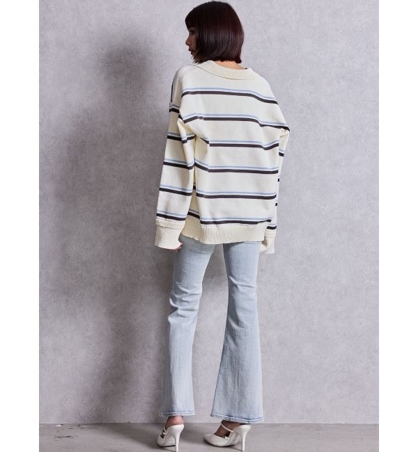 GYDA「スキッパーPOLOボーダーニットトップス」|ニット・セーター|