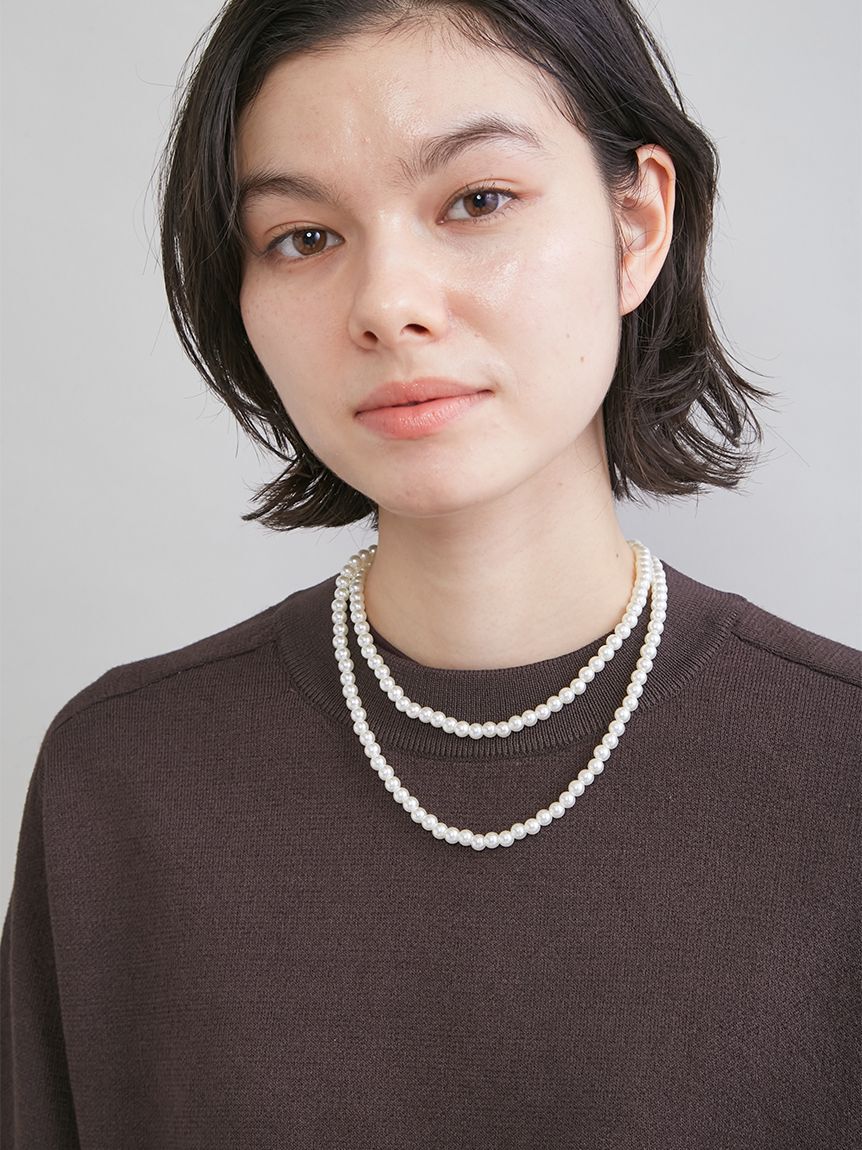 Mila Owen「メタルリングパールロングネックレス」|ネックレス|