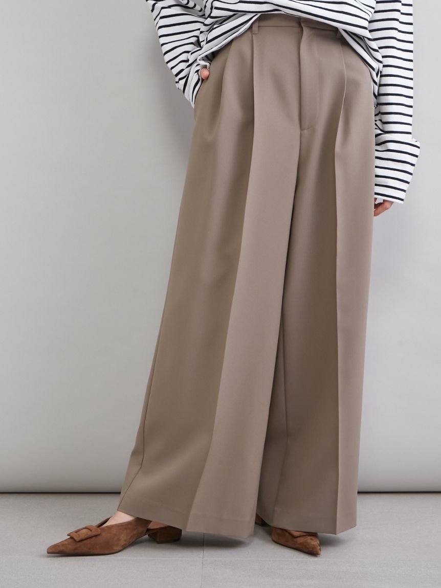 Mila Owen「【井桁さんコラボ】２タックワイドパンツ」|チノ|