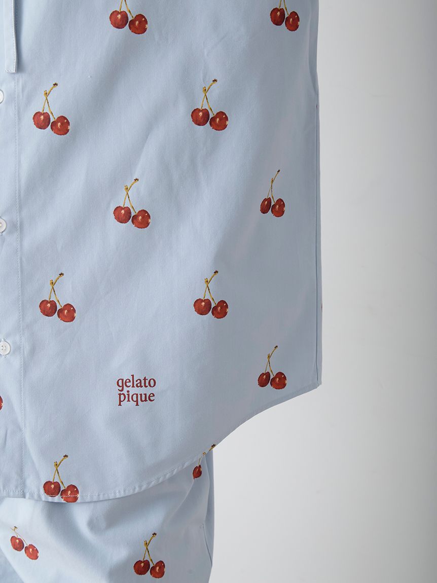 gelato pique「【UNISEX】チェリー柄シャツパーカ」|ルームウェア|
