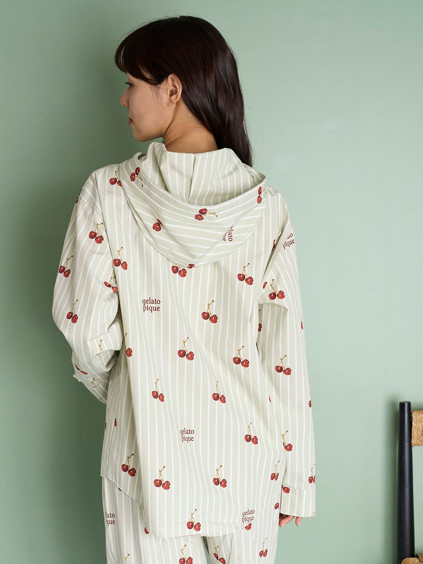 gelato pique「【UNISEX】チェリー柄シャツパーカ」|ルームウェア|