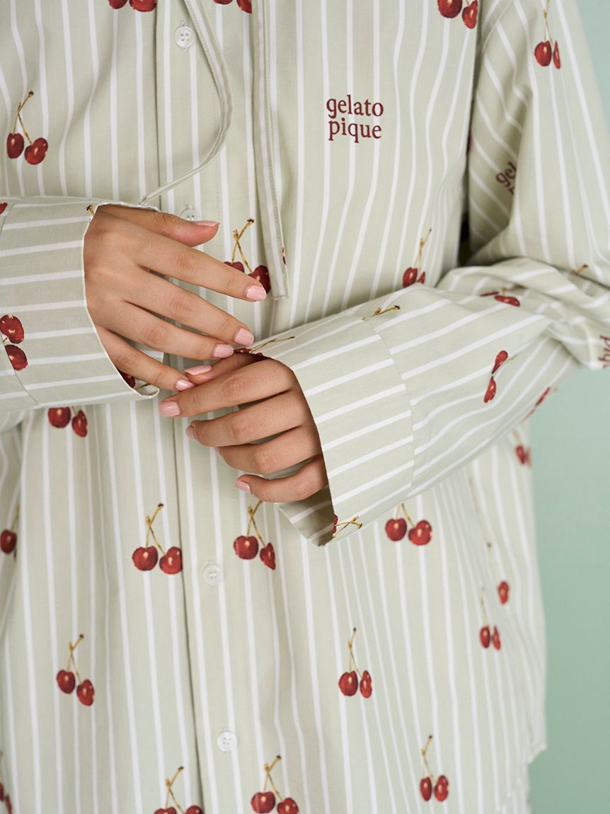 gelato pique「【UNISEX】チェリー柄シャツパーカ」|ルームウェア|