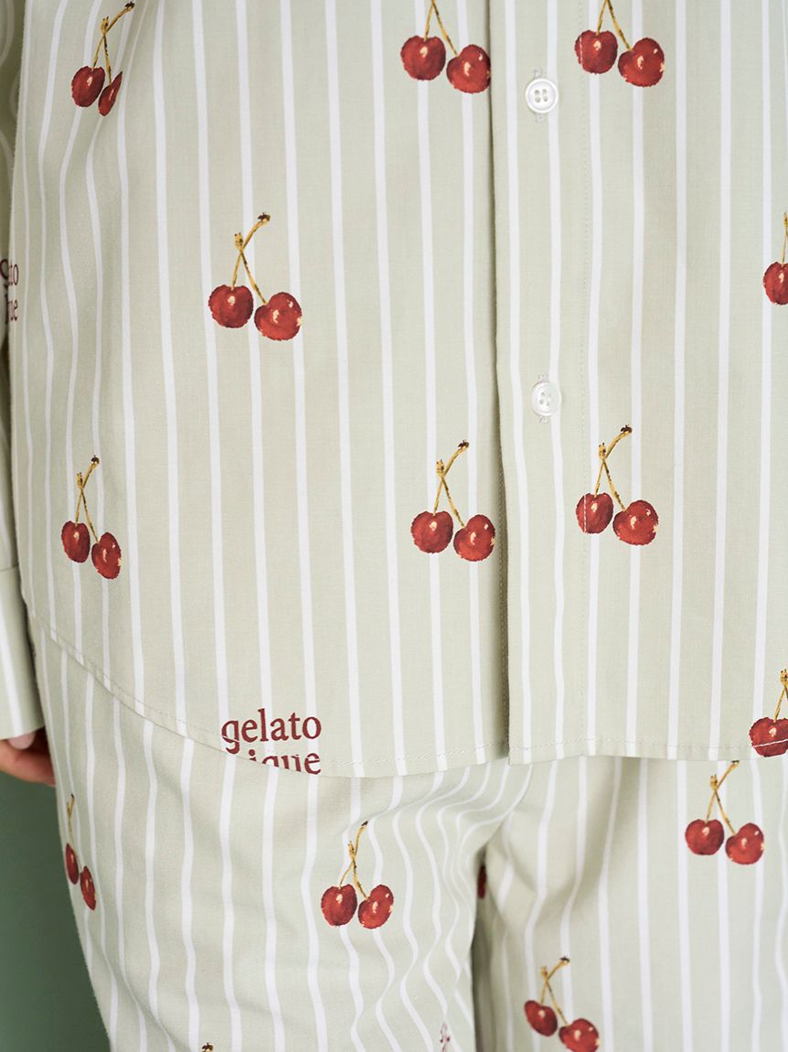 gelato pique「【UNISEX】チェリー柄シャツパーカ」|ルームウェア|
