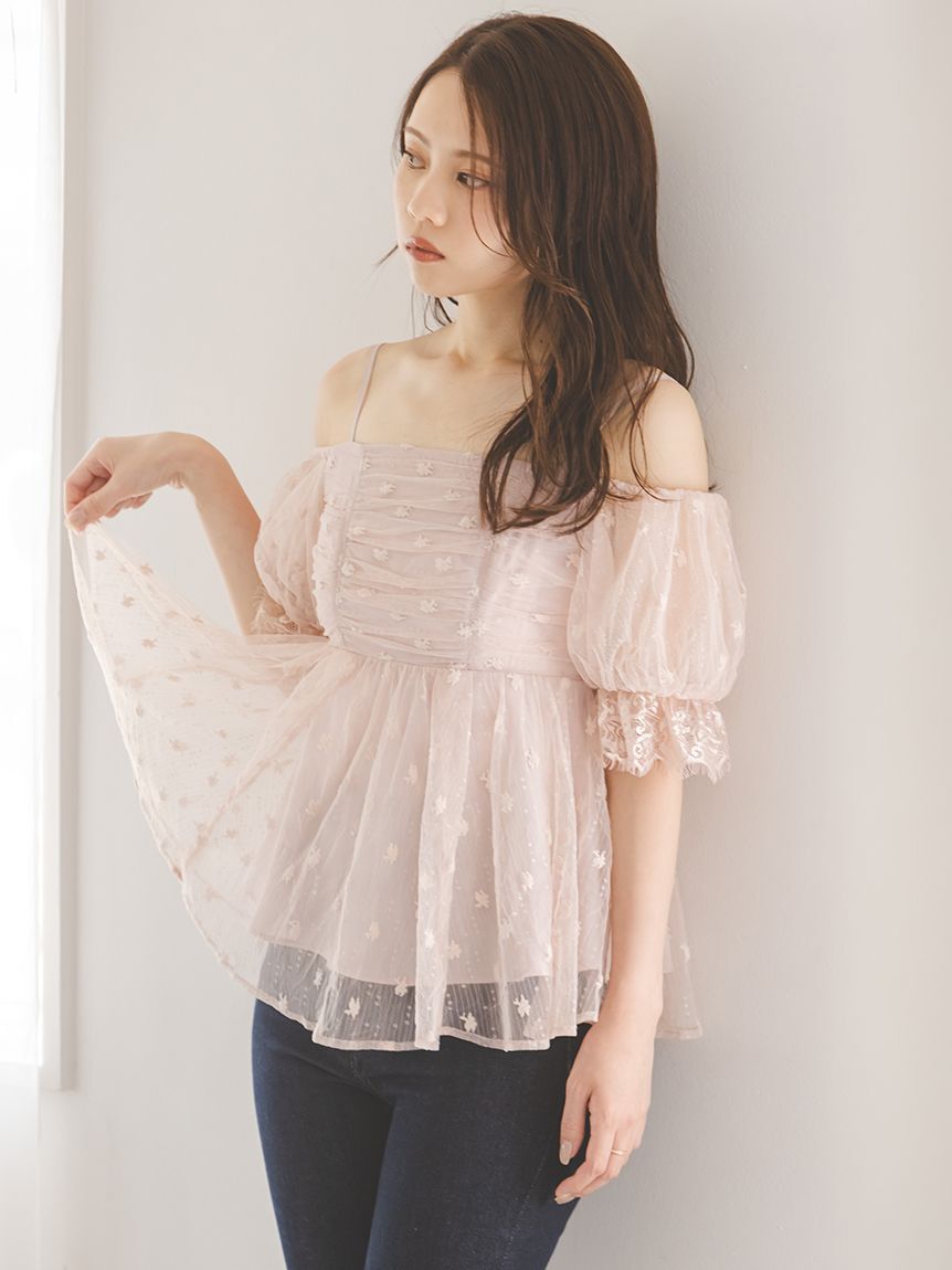 SNIDEL「バリエオフショルレースチュニック」|チュニック|