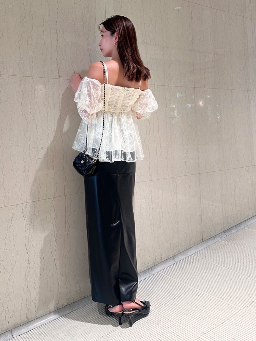 SNIDEL「バリエオフショルレースチュニック」|チュニック|