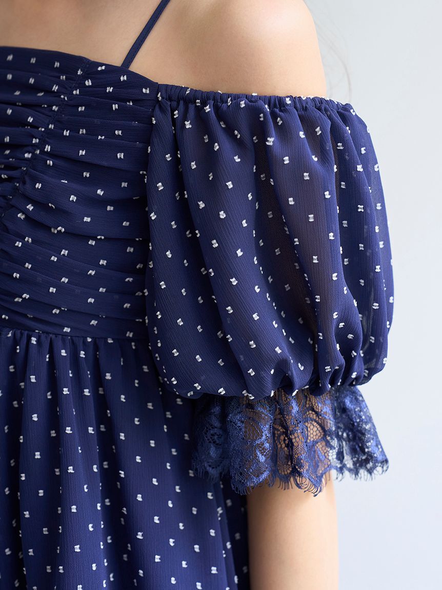 SNIDEL「バリエオフショルレースチュニック」|チュニック|