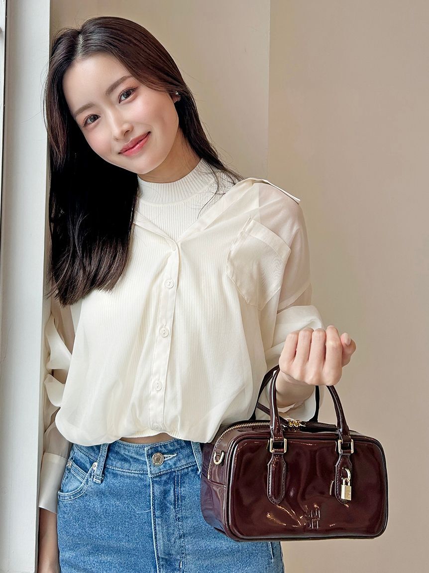 SNIDEL「Sustainableシアーシャツドッキングプルオーバー」|ニット・セーター|