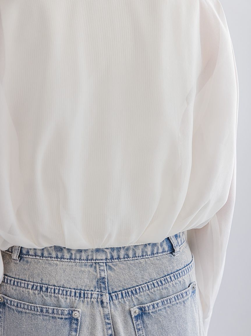 SNIDEL「Sustainableシアーシャツドッキングプルオーバー」|ニット・セーター|