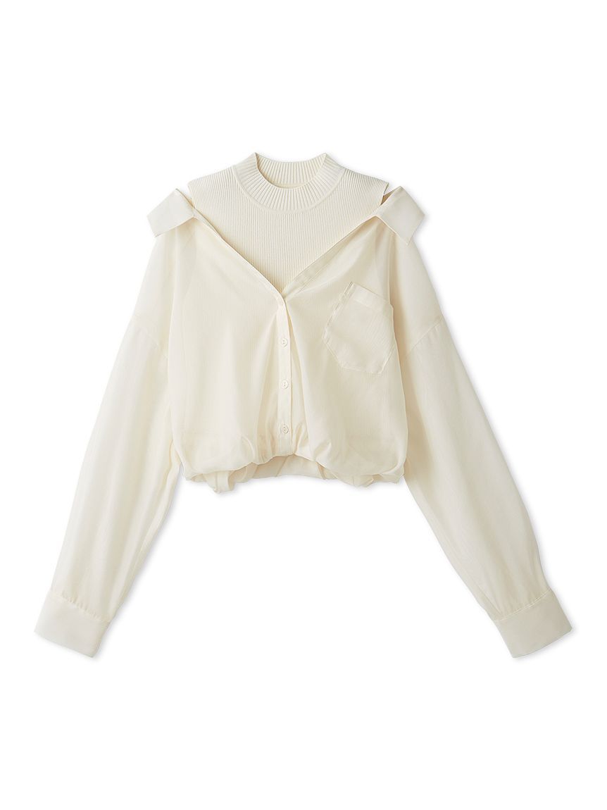 SNIDEL「Sustainableシアーシャツドッキングプルオーバー」|ニット・セーター|