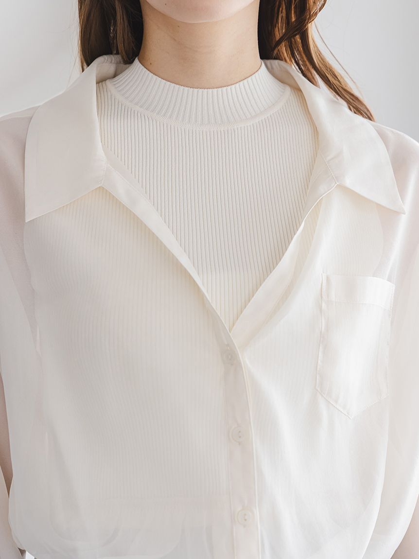 SNIDEL「Sustainableシアーシャツドッキングプルオーバー」|ニット・セーター|