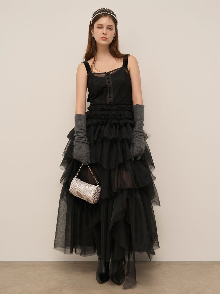 チュールティアードボリュームドレス（SNIDEL）｜ルミネのファッション