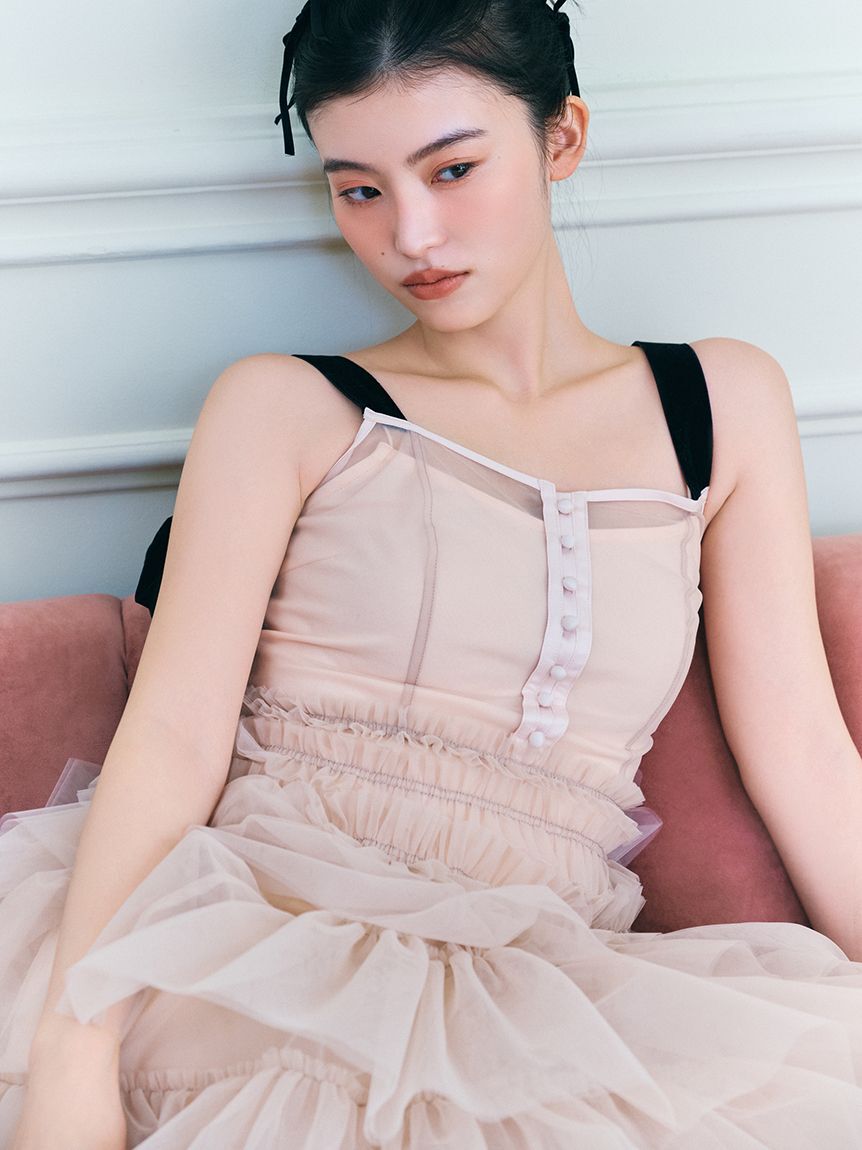 チュールティアードボリュームドレス（SNIDEL）｜ルミネのファッション