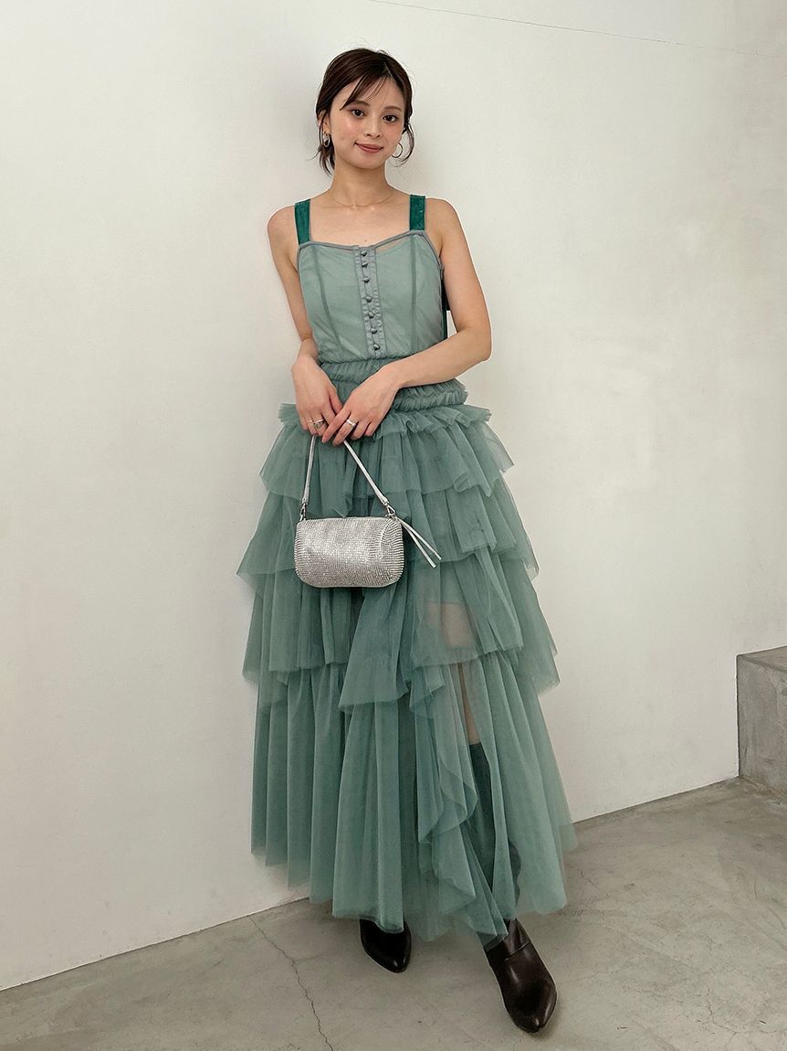 チュールティアードボリュームドレス（SNIDEL）｜ルミネのファッション