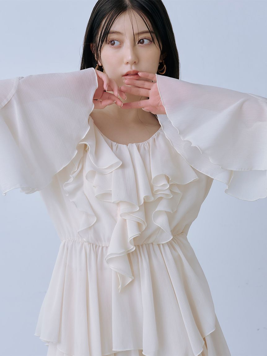 SNIDEL「シフォンフリルミニコンビワンピース」|ワンピース|