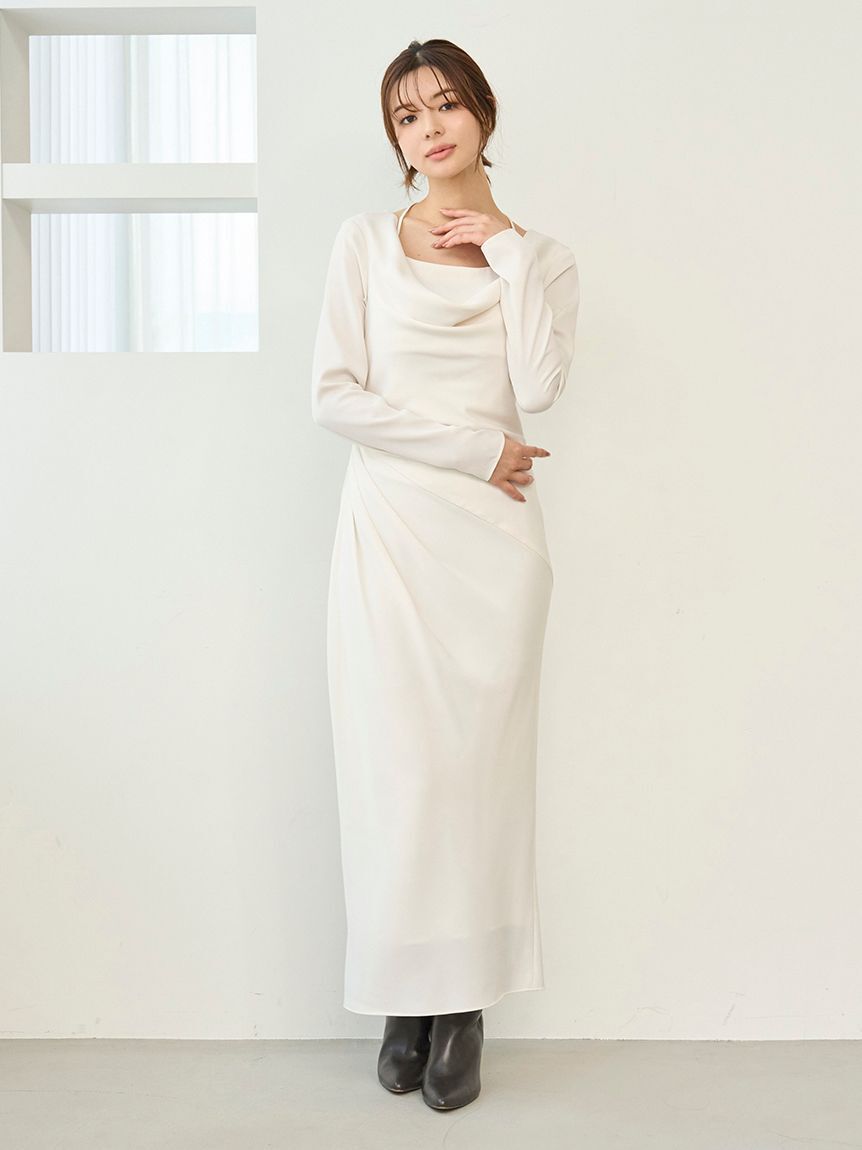 SNIDEL「ドレープバックサテンロングワンピース」|ワンピース|