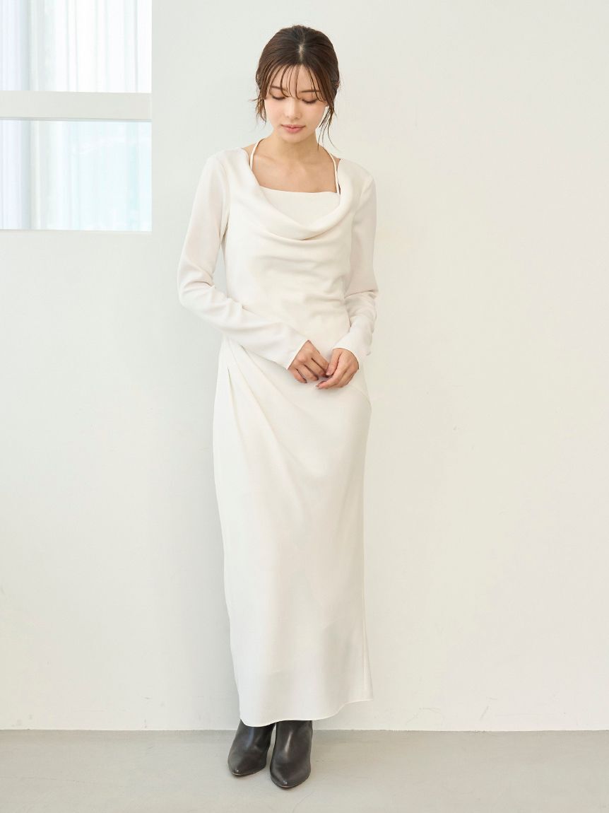SNIDEL「ドレープバックサテンロングワンピース」|ワンピース|
