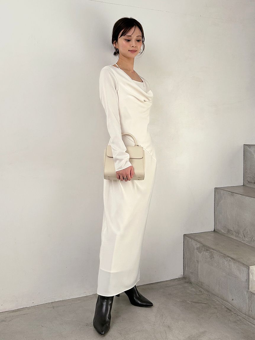 SNIDEL「ドレープバックサテンロングワンピース」|ワンピース|