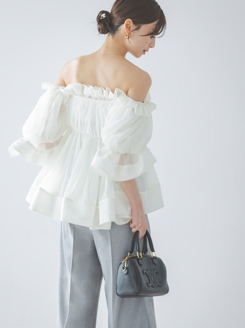 SNIDEL「ボリュームギャザーフリルチュニック」|チュニック|